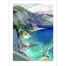 HILAIRE Camille - Lithographie originale "Côte d'Azur, Eze" 50x37cm