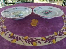 2 Biscuitiers Demi Porcelaine KG Lunéville Réverbère Décor Floral Coloré 25cm