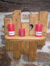 ETAGERE MURALE BOIS PALETTES PEINT PIN RUSTIQUE BOUGEOIR SHABBY CHIC FAIT MAIN