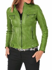 Manteau En Cuir Vert Citron