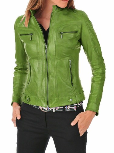 Manteau cuir vert - manteau, en