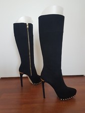 Bottes à talons Michaël Kors daim, noires et dorées P36 comme neuves