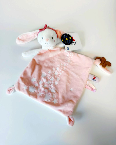 Doudou plat lapin rose - lapin, pâle