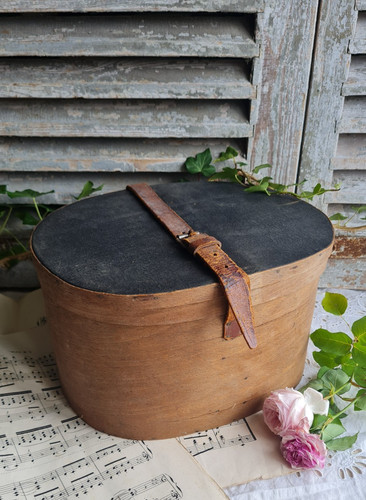 Ancienne boite bois cuir - ancienne,