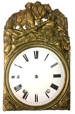 Façade"les labours, chevaux" comtoise 25x 39 cm orologio uhr french clock