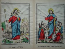 Image d'épinal numéro 2121 Dieu Le bon Pasteur  Laissez venir les petits enfants