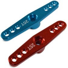 CNC Alu Double Servo Palonnier Levier de Futaba Robbe Sumo Savöx 25T Rouge, Bleu