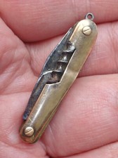 Petit couteau pliant canif tire bouchon miniature pendentif OR 14K époque XIXe