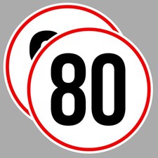 2 X VITESSE LIMITE 80 Km/h CAMION BUS REMORQUE CARAVANE 20cm STICKER VA072