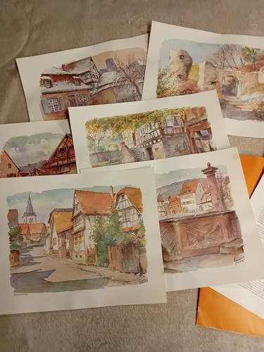 Aquarelle paysage alsace - aquarelle,