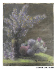 Ancienne Peinture Huile sur Toile Signé Sujet Floral Fleurs tableau Ancienne R1N