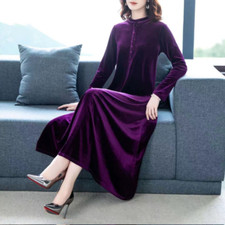 Femmes Velours Robe Longue