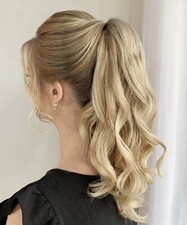 Postiche Synthétique Blond Or Platine Court Extension Queue De Cheval À Pince