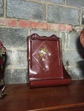 Porte louche ancien en tôle émaillé décor papillon