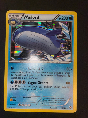 Carte pokémon wailord 124 - carte,