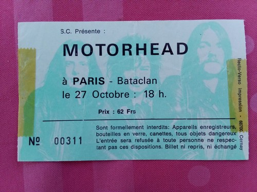 Motörhead billet concert - billet,