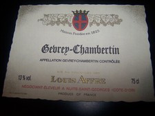 etiquette Gevrey Chambertin Louis Affre wine label burgundy bourgogne