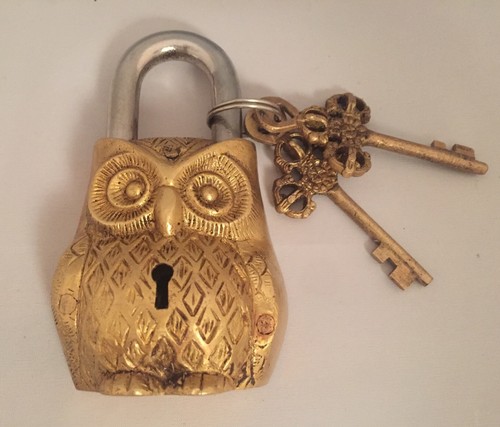 Brass padlock with keys - padlock,