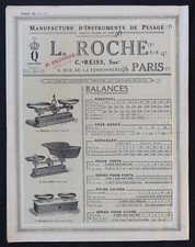 Catalogue tarif 1921 Instrument de pesage ROCHE Paris balance pèse-bébé Roberval