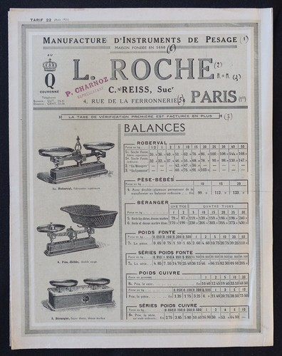 Catalogue tarif 1921