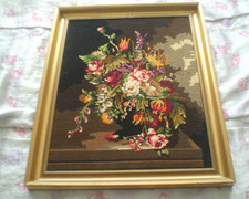 Tableau Tapisserie Canevas encadré_BOUQUET de FLEURS de 1978