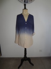 ZAMBA 40 42 SUBLIME CHEMISE DEGRADE ORIGINAL TUNIQUE TOP HAUT WESTERN BLEU ROSE