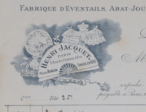 Facture paris 1911 éventail - facture,