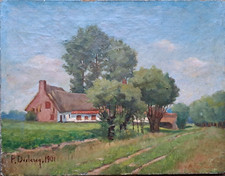 Ancien TABLEAU HST "Fermette