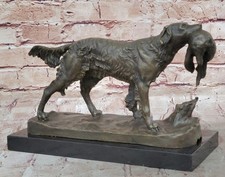 Chasse Oiseau Chien Noir Jaune Chocolat Laboratoire Grouse Faisan Bronze Statue