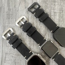 Noir Premium Bracelet Montre Cuir pour Apple Ultra 49mm – Épais Rugueux Bande