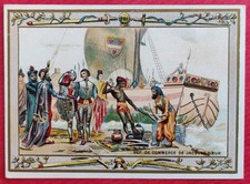 Chromo Litho Magasin AUX TROIS QUARTIERS à NICE NEF de Jacques COEUR 8,2x11,2cm