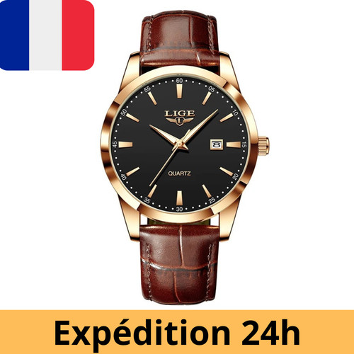 Montre homme quartz - luxe, cuir