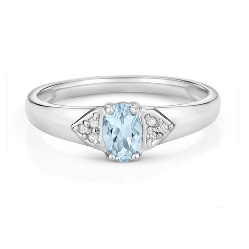Bague aigue marine diamant - bague, aigue-marine