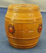 WOODEN BARREL TRINKET BOX