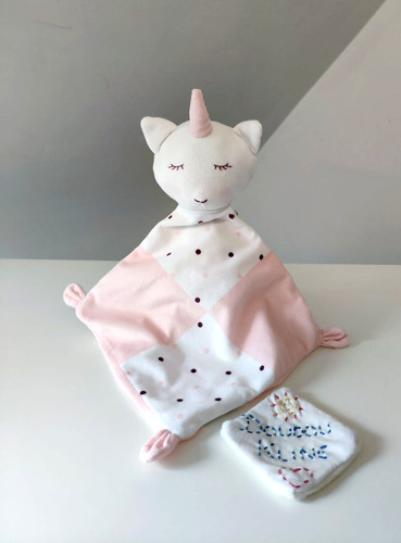 Doudou plat licorne rose - plat,