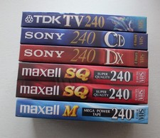 Lot de 6 Cassettes Video Vierge VHS 240 MN / Video tape , sous blister