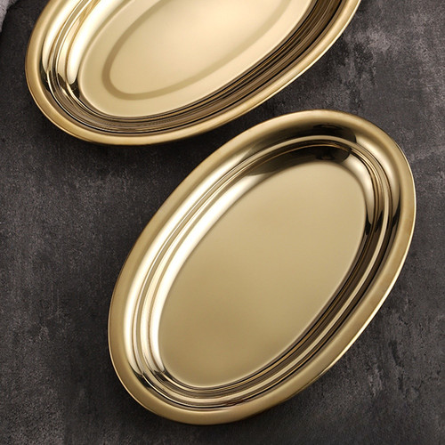 Plateau plat ovale acier - plateau,
