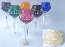Set 6 Verres à Liqueur Verre Cristal Verre Émail Coupé à la Main Um 1950 O206