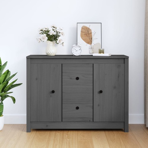 Buffet gris 100x35x74 bois - buffet,