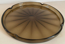 Plateau coupe vide poche 36 cm étoile DAUM NANCY verre fumé brun Art Déco XX