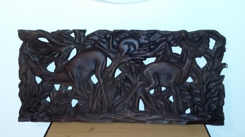 Ancien panneau bois exotique - ancien,