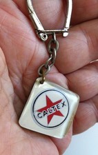 Ancien porte clé bourbon plat CALTEX Carburant Station Service Garage Automobile