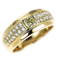Bague diamant taille princesse K18YG 0,505 ct D0,50 ct - Livraison gratuite...