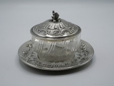 DRAGEOIR OU BEURRIER EN ARGENT MASSIF ET VERRE POINCON MINERVE 1 ER TITRE