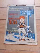 CARTON PUBLICITAIRE LITHOGRAPHIE , COMPTEUR ED , AMI DES CYCLISTE ( VELO )