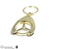 Orig. Mercedes-Benz Porte-Clés Chip De Chariot D'Achat Étoile Or