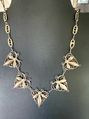 Collier drapé ancien enargent - drapé,