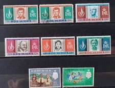 DOMINIQUE-1967-lot 8 timbres (6 neufs+charn./2 oblitérés)Y&T#201 à 205/197 à 200