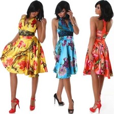 Dos-Nu Robe de Cocktail Satin Fleurs Brillant Dentelle Fête 32 34 36 Xs S M