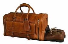 Cuir Polochon Avec Chaussures Pochette Handmade Sac Voyage Vacances Sac